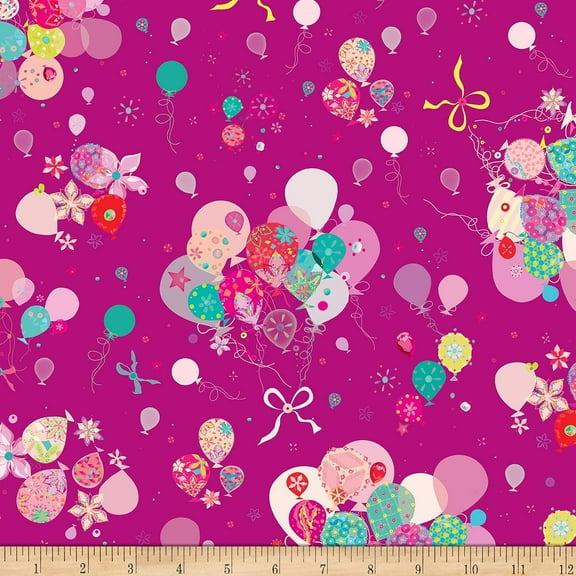 Quilting Treasures Let's Celebrate Bunch Of Balloons Fabric, Purple 100% Cotton Fabric sold by the yard