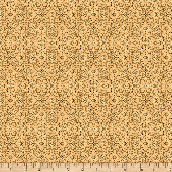 Quilting Treasures Whisper Geometric Medium Gold 100% Cotton Fabric sold by the yard