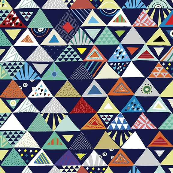 Quilting Treasures Wild Side Desiree Designs Navy Elemental Triangles 100% Cotton Fabric sold by the yard