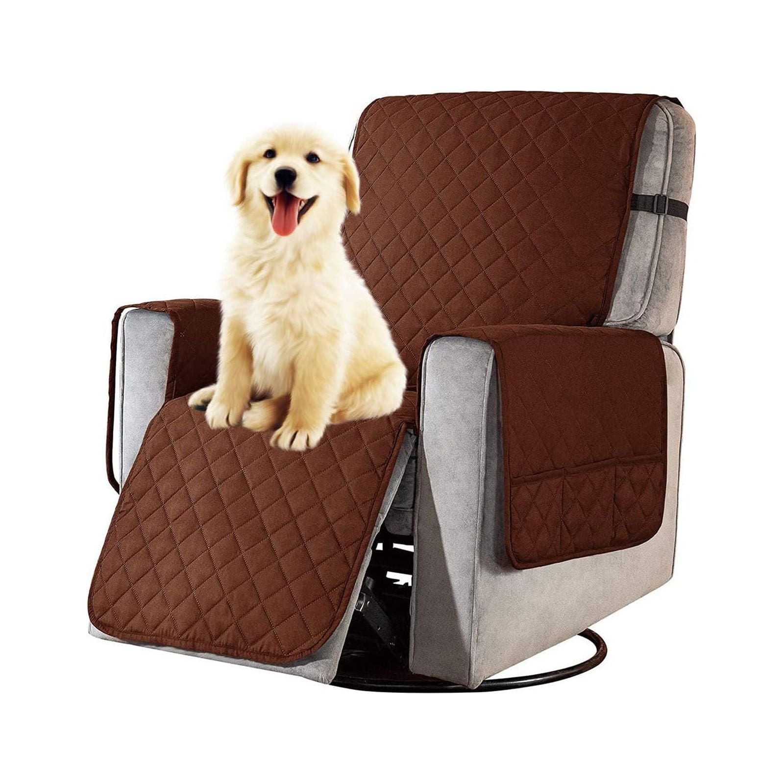 Quilting Waterproof Recliner Slipcover, Recliner Chair Cover Reversible Armchair Covers Sofa Slipcover Elastic Band Recliner Cover Anti-Slip Armchair-Deep coffee-small