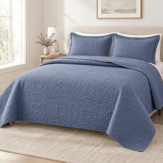 Quilts For Queen Bed Blue Bedspreads - Soft Summer Lightweight ...