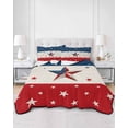 thumbnail image 1 of Quilts Full Size, 4th of July Soft Comforter Bedding Set for Bed, Red White Blue Striped Independence Day Star Lightweight Quilted Bedspread with Pillow Cover(2 Pieces) for All Season, 78x90 Inch, 1 of 6