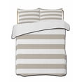 thumbnail image 1 of Quilts Full Size Bedding Set, Beige Stripes Lightweight Quilted Comforter, Simple Beige White Texture Soft Reversible Bedspread Coverlet with Pillow Covers for All Season, 78" x 90", 1 of 7