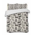thumbnail image 1 of Quilts Full Size Bedding Set, Black Cat Lightweight Quilted Comforter, Rustic Striped Geometric Abstract Soft Reversible Bedspread Coverlet with Pillow Covers for All Season, 78" x 90", 1 of 7