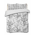 thumbnail image 1 of Quilts Full Size Bedding Set, Black White Botanical Lightweight Quilted Comforter, Vintage Floral Plants Branch Soft Reversible Bedspread Coverlet with Pillow Covers for All Season, 78" x 90", 1 of 7