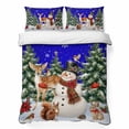thumbnail image 1 of Quilts Full Size Bedding Set, Blue Christmas Lightweight Quilted Comforter, Snowman Elk Xmas Tree Snowflake Soft Reversible Bedspread Coverlet with Pillow Covers for All Season, 78" x 90", 1 of 9