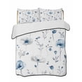thumbnail image 1 of Quilts Full Size Bedding Set, Blue Floral Spring Lightweight Quilted Comforter, Farmhouse Poppy Botanical Soft Reversible Bedspread Coverlet with Pillow Covers for All Season, 78" x 90", 1 of 7