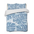 thumbnail image 1 of Quilts Full Size Bedding Set, Blue Monstera Deliciosa Lightweight Quilted Comforter, Summer Botanical Tropical Soft Reversible Bedspread Coverlet with Pillow Covers for All Season, 78" x 90", 1 of 7