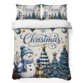 thumbnail image 1 of Quilts Full Size Bedding Set, Blue Snowman Christmas Lightweight Quilted Comforter, Xmas Tree Balls Pine Needle Rustic Soft Reversible Bedspread Coverlet with Pillow Covers for All Season, 78" x 90", 1 of 9