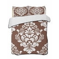 thumbnail image 1 of Quilts Full Size Bedding Set, Brown Boho Lightweight Quilted Comforter, Vintage Classic Bohemia Flower Textured Soft Reversible Bedspread Coverlet with Pillow Covers for All Season, 78" x 90", 1 of 7