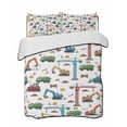 thumbnail image 1 of Quilts Full Size Bedding Set, Cartoon Construction Vehicle Lightweight Quilted Comforter, Modern Excavator Crane Soft Reversible Bedspread Coverlet with Pillow Covers for All Season, 78" x 90", 1 of 7
