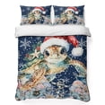 thumbnail image 1 of Quilts Full Size Bedding Set, Christmas Sea Turtle Lightweight Quilted Comforter, Winter Snowflakes Coastal Navy Blue Soft Reversible Bedspread Coverlet with Pillow Covers for All Season, 78" x 90", 1 of 9