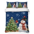 thumbnail image 1 of Quilts Full Size Bedding Set, Christmas Snowman Lightweight Quilted Comforter, Navy Blue Cardinal Bird Xmas Snowflake Tree Reversible Bedspread Coverlet with Pillow Covers for All Season, 78" x 90", 1 of 9