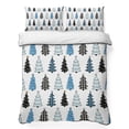 thumbnail image 1 of Quilts Full Size Bedding Set, Christmas Trees Lightweight Quilted Comforter, Xmas Trees Polka Dots Plaid Blue Black Soft Reversible Bedspread Coverlet with Pillow Covers for All Season, 78" x 90", 1 of 9