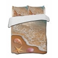 thumbnail image 1 of Quilts Full Size Bedding Set, Coastal Beach Lightweight Quilted Comforter, Summer Ocean Sea Waves Starfish Teal Beige Soft Reversible Bedspread Coverlet with Pillow Covers for All Season, 78" x 90", 1 of 7