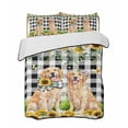 thumbnail image 1 of Quilts Full Size Bedding Set, Cute Puppy Sunflowers Lightweight Quilted Comforter, Farmhouse Eucalyptus Black White Soft Reversible Bedspread Coverlet with Pillow Covers for All Season, 78" x 90", 1 of 7