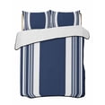 thumbnail image 1 of Quilts Full Size Bedding Set, Farmhouse Navy Blue Lightweight Quilted Comforter, Aesthetic Modern Line Striped Soft Reversible Bedspread Coverlet with Pillow Covers for All Season, 78" x 90", 1 of 7