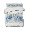 thumbnail image 1 of Quilts Full Size Bedding Set, Hydrangea Eucalyptus Lightweight Quilted Comforter, Summer Botanical Leaves Butterfly Soft Reversible Bedspread Coverlet with Pillow Covers for All Season, 78" x 90", 1 of 7