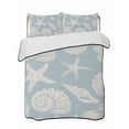 thumbnail image 1 of Quilts Full Size Bedding Set, Light Blue Starfish Coastal Lightweight Quilted Comforter, Shell Summer Beach Nautical Soft Reversible Bedspread Coverlet with Pillow Covers for All Season, 78" x 90", 1 of 7