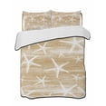 thumbnail image 1 of Quilts Full Size Bedding Set, Light Brown Coastal Starfish Lightweight Quilted Comforter, Nautical Summer Beach Ocean Soft Reversible Bedspread Coverlet with Pillow Covers for All Season, 78" x 90", 1 of 7