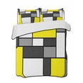 thumbnail image 1 of Quilts Full Size Bedding Set, Modern Geometric Yellow Black Lightweight Quilted Comforter, Abstract Minimalist Blocks Soft Reversible Bedspread Coverlet with Pillow Covers for All Season, 78" x 90", 1 of 7