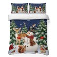 thumbnail image 1 of Quilts Full Size Bedding Set, Navy Blue Christmas Lightweight Quilted Comforter, Snowman Elk Xmas Tree Snowflake Soft Reversible Bedspread Coverlet with Pillow Covers for All Season, 78" x 90", 1 of 9