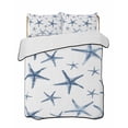thumbnail image 1 of Quilts Full Size Bedding Set, Navy Blue Starfish Coastal Lightweight Quilted Comforter, Summer Beach Nautical Ocean Soft Reversible Bedspread Coverlet with Pillow Covers for All Season, 78" x 90", 1 of 7