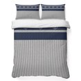 thumbnail image 1 of Quilts Full Size Bedding Set, Navy Blue Striped Lightweight Quilted Comforter, Contemporary Geometric Art Rustic Soft Reversible Bedspread Coverlet with Pillow Covers for All Season, 78" x 90", 1 of 9