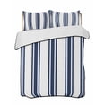 thumbnail image 1 of Quilts Full Size Bedding Set, Navy Blue Striped Lightweight Quilted Comforter, Farmhouse Aesthetic Modern Stripes Soft Reversible Bedspread Coverlet with Pillow Covers for All Season, 78" x 90", 1 of 7