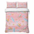 thumbnail image 1 of Quilts Full Size Bedding Set, Pink Coastal Beach Lightweight Quilted Comforter, Ocean Seaside Surfboards Starfish Soft Reversible Bedspread Coverlet with Pillow Covers for All Season, 78" x 90", 1 of 9