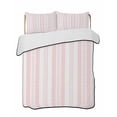 thumbnail image 1 of Quilts Full Size Bedding Set, Pink Line Striped Lightweight Quilted Comforter, Farmhouse Modern Geometric Stripes Soft Reversible Bedspread Coverlet with Pillow Covers for All Season, 78" x 90", 1 of 7