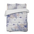 thumbnail image 1 of Quilts Full Size Bedding Set, Purple Coastal Lightweight Quilted Comforter, Beach Nautical Coral Starfish Vintage Soft Reversible Bedspread Coverlet with Pillow Covers for All Season, 78" x 90", 1 of 7