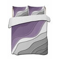 thumbnail image 1 of Quilts Full Size Bedding Set, Purple Grey Ombre Lightweight Quilted Comforter, Modern Geometric Abstract Aesthetics Cream Soft Bedspread Coverlet with Pillow Covers for All Season, 78" x 90", 1 of 7