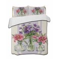 thumbnail image 1 of Quilts Full Size Bedding Set, Purple Red Spring Floral Lightweight Quilted Comforter, Summer Botanical Rustic Soft Reversible Bedspread Coverlet with Pillow Covers for All Season, 78" x 90", 1 of 7