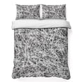 thumbnail image 1 of Quilts Full Size Bedding Set, Spring Black Gray Cobweb Lightweight Quilted Comforter, Abstract Minimalist Farmhouse Lines Soft Bedspread Coverlet with Pillow Covers for All Season, 78" x 90", 1 of 9