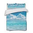 thumbnail image 1 of Quilts Full Size Bedding Set, Summer Ocean Lightweight Quilted Comforter, Coastal Blue Sky Sea Waves Natural Scenery Soft Reversible Bedspread Coverlet with Pillow Covers for All Season, 78" x 90", 1 of 7