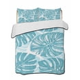 thumbnail image 1 of Quilts Full Size Bedding Set, Teal Blue Monstera Deliciosa Lightweight Quilted Comforter, Summer Botanical Tropical Soft Reversible Bedspread Coverlet with Pillow Covers for All Season, 78" x 90", 1 of 7