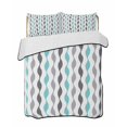 thumbnail image 1 of Quilts Full Size Bedding Set, Teal Grey Striped Lightweight Quilted Comforter, Modern Abstract Geometric Stripes Soft Reversible Bedspread Coverlet with Pillow Covers for All Season, 78" x 90", 1 of 7