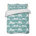 thumbnail image 1 of Quilts Full Size Bedding Set, Teal Palm Tree Summer Lightweight Quilted Comforter, Beach Tropical Botanical Coastal Soft Reversible Bedspread Coverlet with Pillow Covers for All Season, 78" x 90", 1 of 7