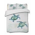 thumbnail image 1 of Quilts Full Size Bedding Set, Teal Turtles Coastal Lightweight Quilted Comforter, Summer Ocean Sea Watercolor Soft Reversible Bedspread Coverlet with Pillow Covers for All Season, 78" x 90", 1 of 7