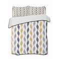 thumbnail image 1 of Quilts Full Size Bedding Set, Yellow Grey Striped Lightweight Quilted Comforter, Modern Abstract Geometric Stripes Soft Reversible Bedspread Coverlet with Pillow Covers for All Season, 78" x 90", 1 of 7