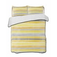 thumbnail image 1 of Quilts Full Size Bedding Set, Yellow Nordic Style Stripes Lightweight Quilted Comforter, Yellow Gray Texture Soft Reversible Bedspread Coverlet with Pillow Covers for All Season, 78" x 90", 1 of 7