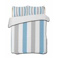 thumbnail image 1 of Quilts Full Size, Blue Grey Stripe Soft Comforter Bedding Set for Bed, Modern Farmhouse Vertical Striped Lightweight Quilted Bedspread with Pillow Cover(2 Pieces) for All Season, 78x90 Inch, 1 of 6