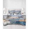 thumbnail image 1 of Quilts Full Size, Blue Wooden Grain Soft Comforter Bedding Set for Bed, Farmhouse Country Abstract Art Lightweight Quilted Bedspread with Pillow Cover(2 Pieces) for All Season, 78x90 Inch, 1 of 6