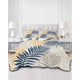 thumbnail image 1 of Quilts Full Size, Blue Yellow Palm Leaves Soft Comforter Bedding Set for Bed, Summer Botanical Tropical Leaf Lightweight Quilted Bedspread with Pillow Cover(2 Pieces) for All Season, 78x90 Inch, 1 of 9