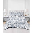 thumbnail image 1 of Quilts Full Size, Farmhouse Spring Soft Comforter Bedding Set for Bed, Blue Fruit Plant Leaf Flower Country Lightweight Quilted Bedspread with Pillow Cover(2 Pieces) for All Season, 78x90 Inch, 1 of 6