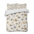 thumbnail image 1 of Quilts Full Size, Gray Beige Floral Soft Comforter Bedding Set for Bed, Spring Modern Botanical Flowers Blossom Lightweight Quilted Bedspread with Pillow Cover(2 Pieces) for All Season, 78x90 Inch, 1 of 6