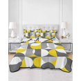 thumbnail image 1 of Quilts Full Size, Grey Yellow, Soft Comforter Bedding Set for Bed, Middle Century Abstract Geomrtry Lightweight Quilted Bedspread with Pillow Cover(2 Pieces) for All Season, 78x90 Inch, 1 of 6