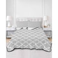 thumbnail image 1 of Quilts Full Size, Light Gray Soft Comforter Bedding Set for Bed, Minimalist Boho Abstract Ethnic Motifs Lightweight Quilted Bedspread with Pillow Cover(2 Pieces) for All Season, 78x90 Inch, 1 of 6