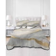 thumbnail image 1 of Quilts Full Size, Marble Grey Soft Comforter Bedding Set for Bed, Modern Gold Luxury Neutral Texture Lightweight Quilted Bedspread with Pillow Cover(2 Pieces) for All Season, 78x90 Inch, 1 of 6